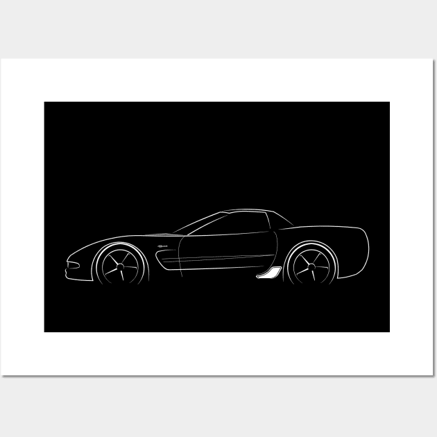 Chevy C5 Corvette Z06 - profile stencil, white Wall Art by mal_photography